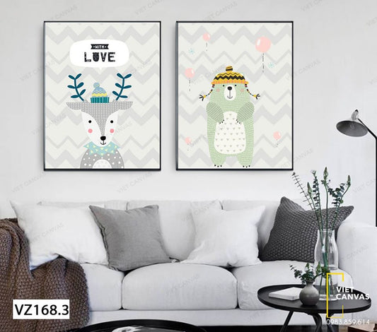 Bộ 2 Tranh Thú Vật Dễ Thương - VZ168.3