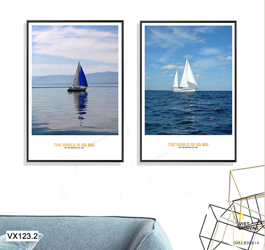 Bộ 2 Tranh Thuyền Buồm Và Biển - VX123.2