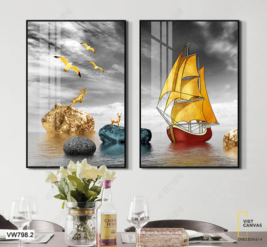 Bộ 2 Tranh Thuyền Trên Biển - VW798.2