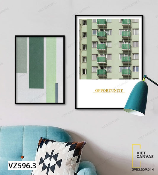 Bộ 2 Tranh Khu Chung Cư Và Hình Học - VZ596.3