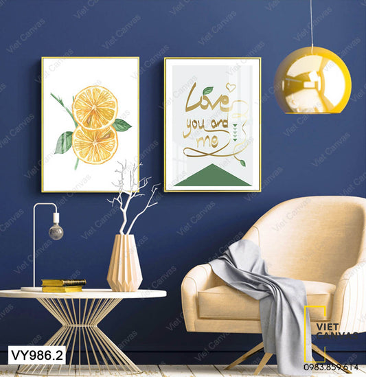 Bộ 2 Tranh Trái Chanh Vàng Và Quotes - VY986.2
