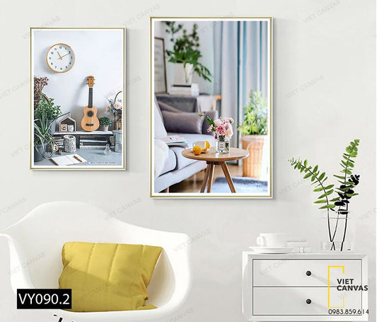Bộ 2 Tranh Ukulele Và Bình Hoa - VY090.2