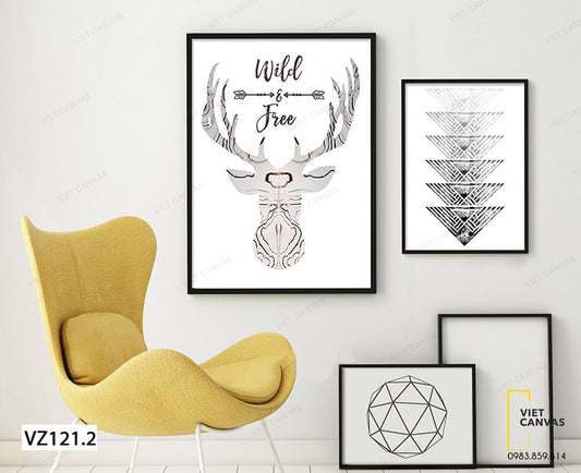 Bộ 2 Tranh Hươu Và Hình Học - VZ121.2