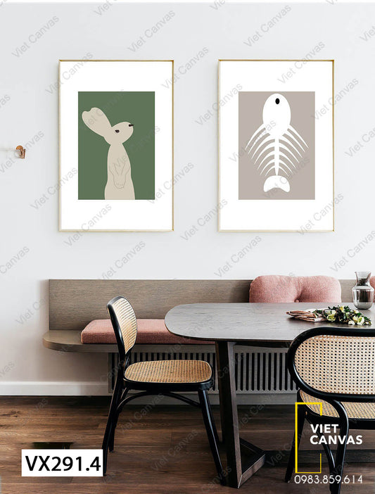 Bộ 2 Tranh Xương Cá Và Chú Thỏ - VX291.4