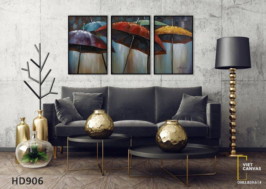 Bộ 3 Tranh Những Chiếc Ô - HD906