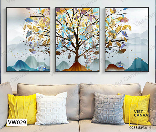 Bộ 3 Tranh Cây Nhiều Màu Lá - VW029