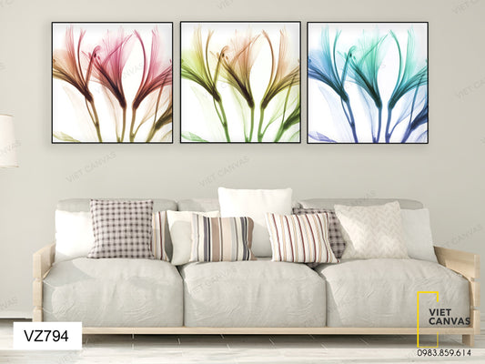 Bộ 3 Tranh Hoa Ly Sắc Màu - VZ794