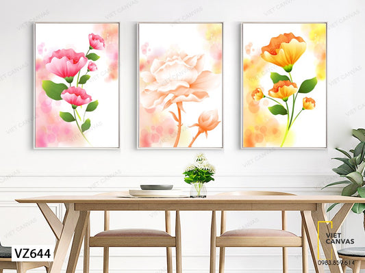 Bộ 3 Tranh Hoa Khoe Sắc - VZ644