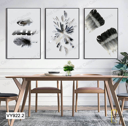 Bộ 3 Tranh Bộ Lông Vũ Tuyệt Đẹp - VY922.2