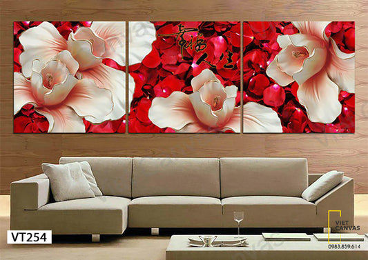 Bộ 3 Tranh Bông Hoa Nở Rộ - VT254