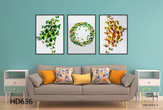 Bộ 3 Tranh Đàn Bướm Xinh - HD636