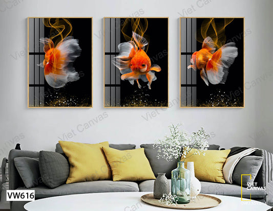 Bộ 3 Tranh Cá Vàng - VW616