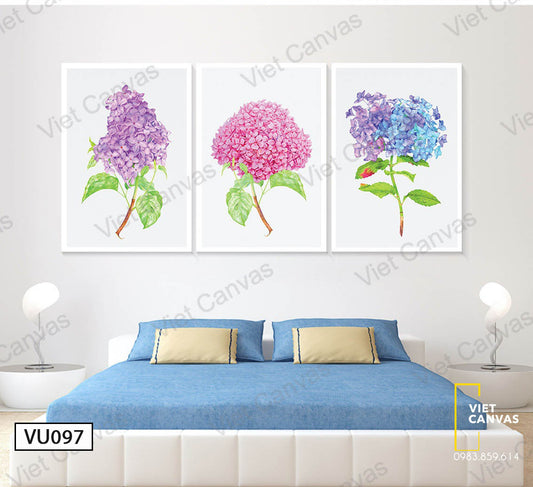 Bộ 3 Tranh Hoa Cẩm Tú Cầu - VU097
