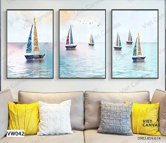 Bộ 3 Tranh Cánh Buồm Ngoài Khơi - VW042