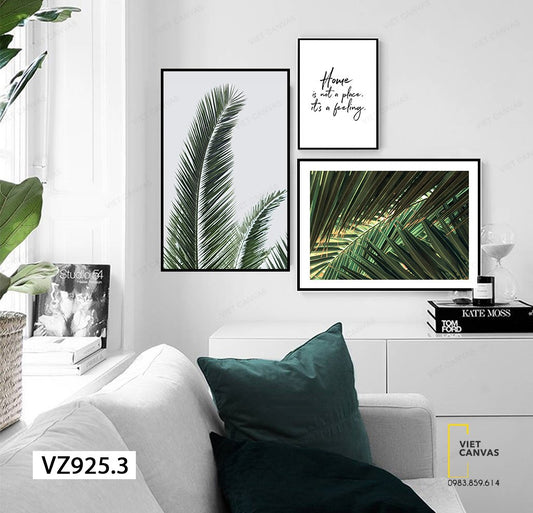 Bộ 3 Tranh Cành Dừa Và Quotes - VZ925.3