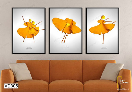 Bộ 3 Tranh Cánh Hoa Hình Cô Gái Đang Nhảy - VD305