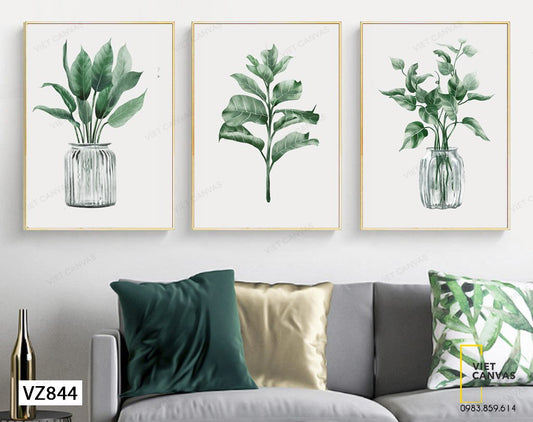 Bộ 3 Tranh Cành Lá Xanh - VZ844