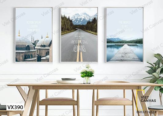 Bộ 3 Tranh Lâu Đài, Con Đường Và Chiếc Cầu - VX390