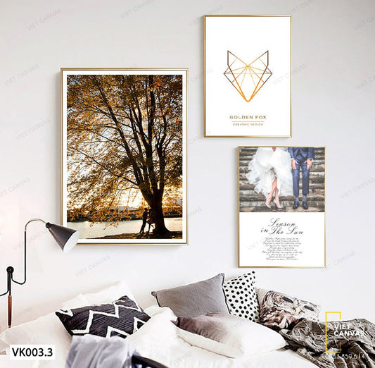 Bộ 3 Tranh Cặp Đôi Lãng Mạn Và Khu Rừng - VK003.3