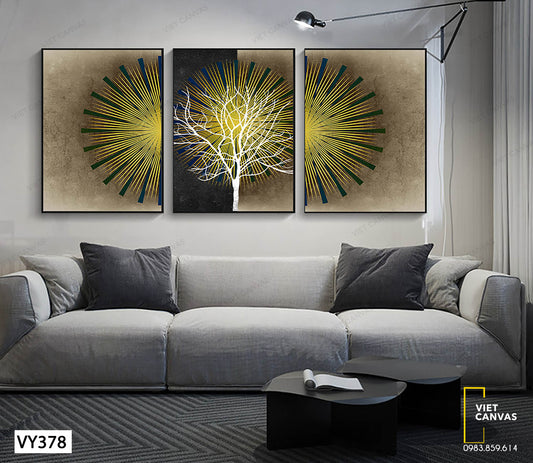 Bộ 3 Tranh Cây Dưới Ánh Hào Quang - VY378