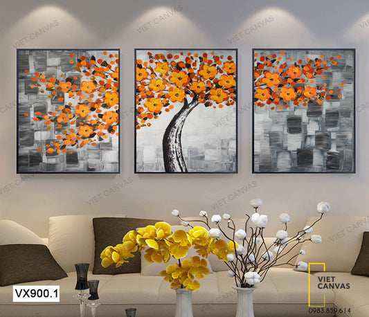 Bộ 3 Tranh Cây Hoa Nghệ Thuật - VX900.1