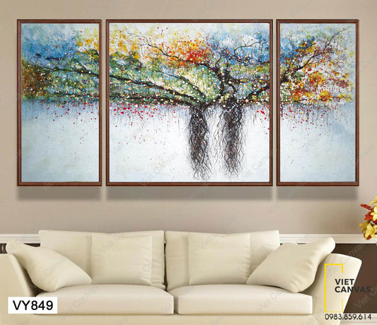 Bộ 3 Tranh Cây Hoa Nhiều Màu Sắc - VY849