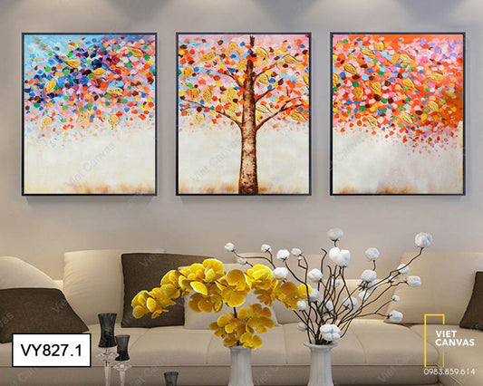 Bộ 3 Tranh Cây Hoa Sắc Màu - VY827.1