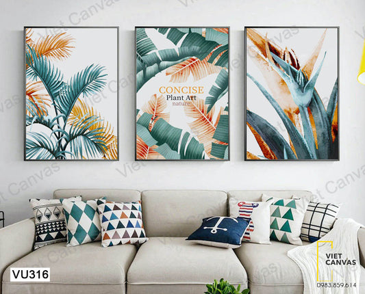 Bộ 3 Tranh Lá Cây - VU316