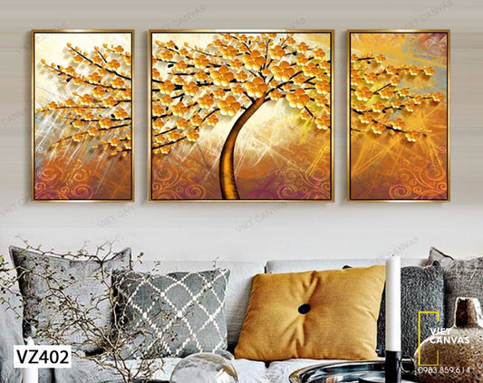Bộ 3 Tranh Cây Lá Vàng - VZ402