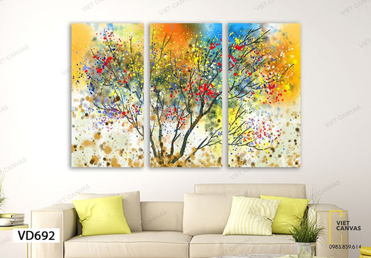 Bộ 3 Tranh Cây Sắc Màu Rực Rỡ - VD692