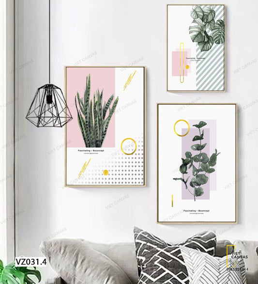 Bộ 3 Tranh Cây Và Lá Dễ Thương - VZ031.4