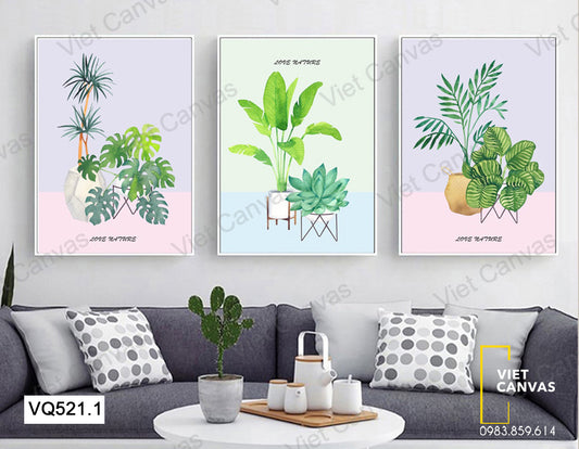 Bộ 3 Tranh Cây Xanh Tươi Mát - VQ521.1