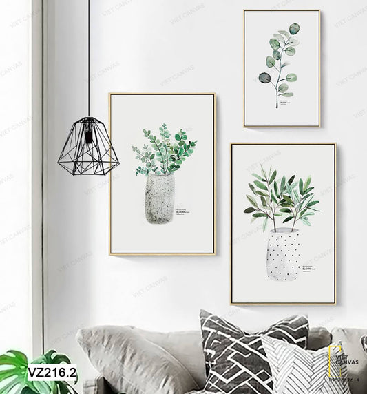 Bộ 3 Tranh Chậu Lá Xanh - VZ216.2