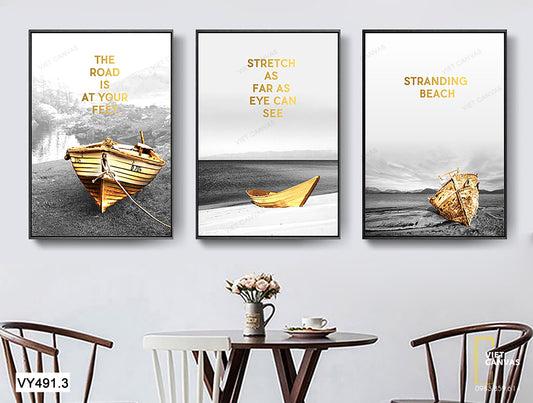 Bộ 3 Tranh Chiếc Thuyền Màu Vàng - VY491.3