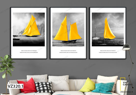 Bộ 3 Tranh Chiếc Thuyền Ngoài Khơi - VZ320.1
