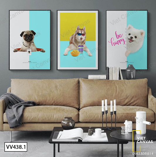 Bộ 3 Tranh Những Chú Chó Nhỏ - VV438