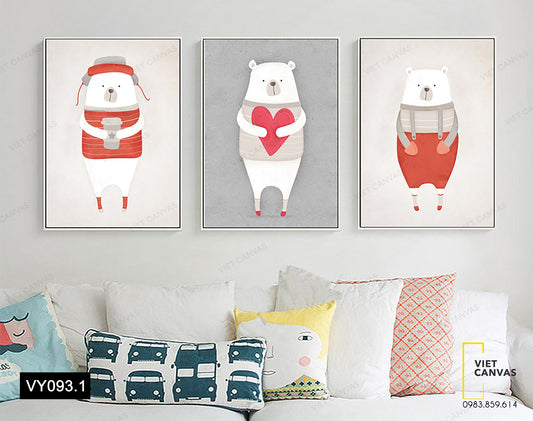 Bộ 3 Tranh Chú Gấu Đáng Yêu - VY093.1