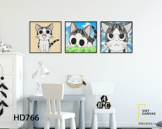 Bộ 3 Tranh Chú Mèo Chichi - HD766
