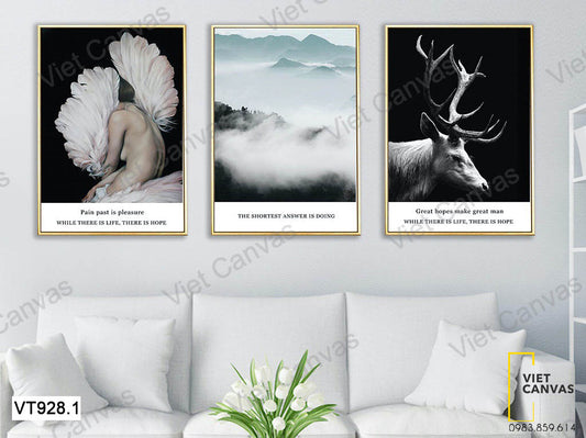 Bộ 3 Tranh Cô Gái Và Hươu - VT928.1