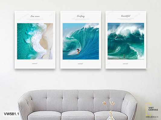Bộ 3 Tranh Con Người Lướt Sóng - VW581.1