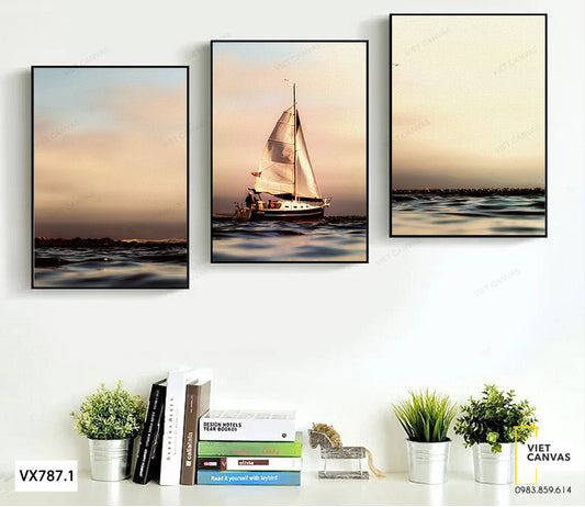 Bộ 3 Tranh Con Thuyền Giữa Biển - VX787.1
