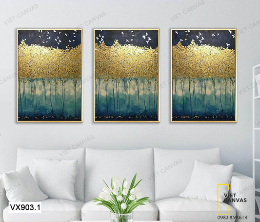 Bộ 3 Tranh Đàn Bướm Và Cây Lá Vàng - VX903.1