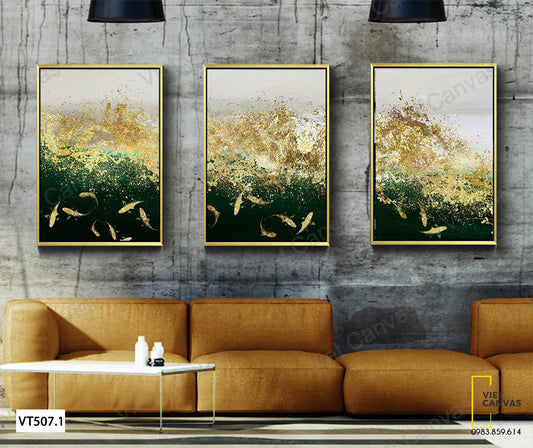 Bộ 3 Tranh Đàn Cá Tung Tăng - VT507.1