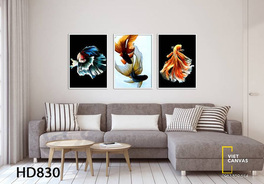 Bộ 3 Tranh Đàn Cá Tung Tăng - HD830