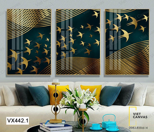 Bộ 3 Tranh Đàn Chim Bay - VX442.1