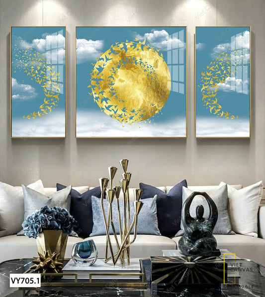 Bộ 3 Tranh Đàn Chim Trên Bầu Trời - VY705.1