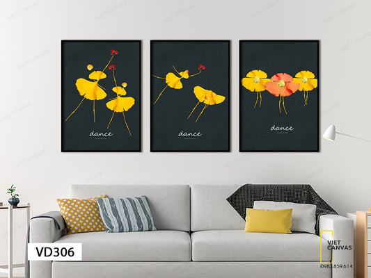 Bộ 3 Tranh Hoa Nhảy Múa - VD306