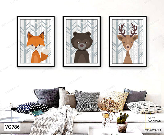 Bộ 3 Tranh Động Vật - VQ786