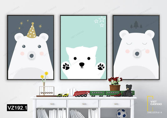 Bộ 3 Tranh Chú Gấu Đáng Yêu - VZ192.1