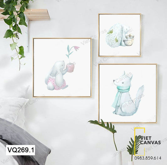 Bộ 3 Tranh Động Vật Dễ Thương - VQ269.1
